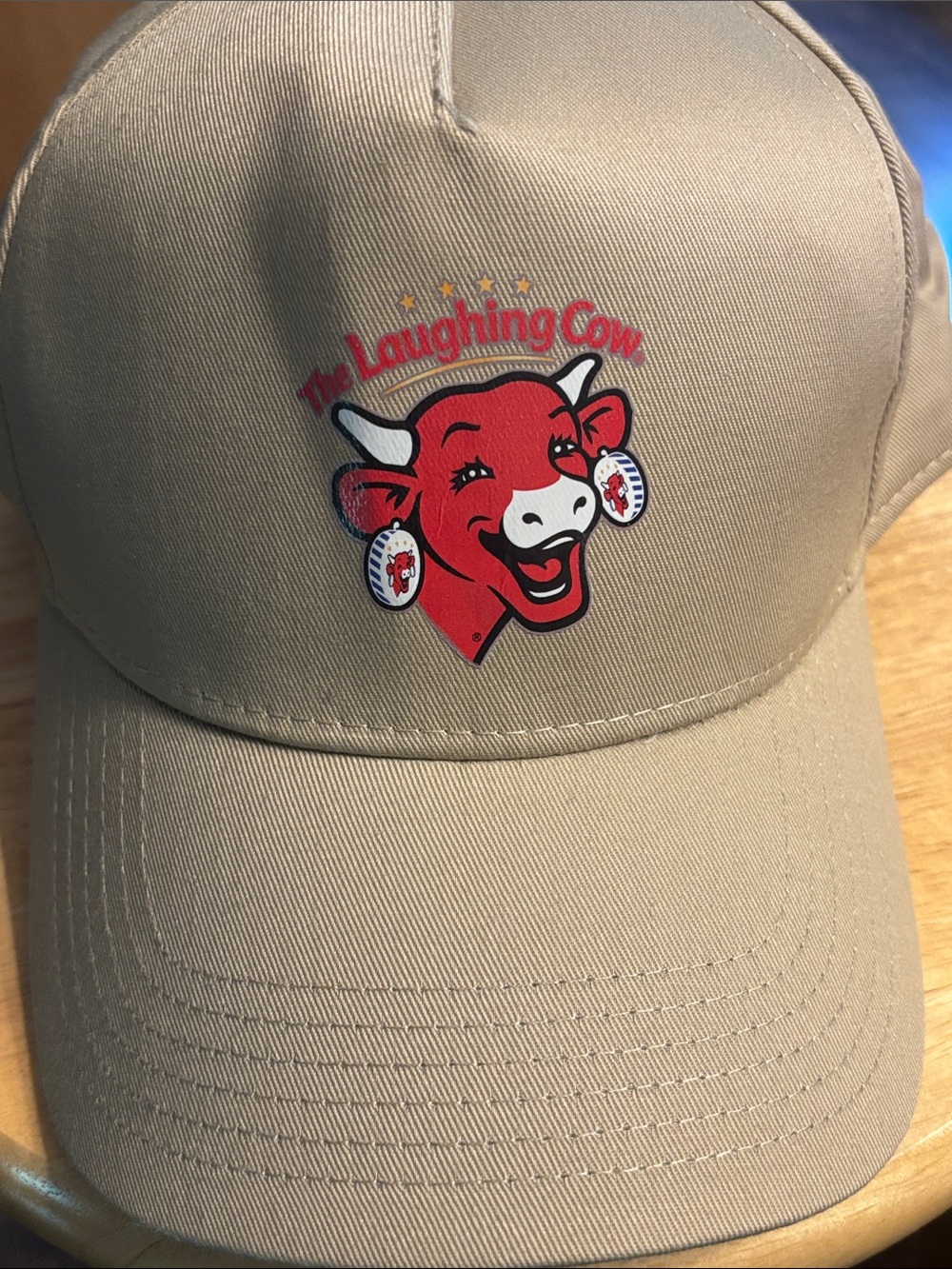 Laughing Cow Hat OTTO Tan Baseball Cap with Red Logo